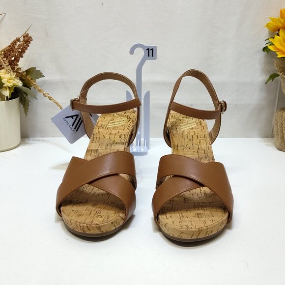 Aerosoles Strappy Cork High Espadrille Wedge Sandal Adjustable Block Heel Sz 11 - Picture 5 of 10